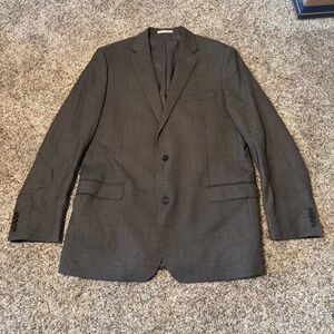 E3 Ralph Lauren Men's Two-Button Dark Gray Wool Houndstooth Blazer 46L